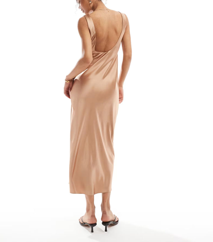 Rochie midi ASOS, bej