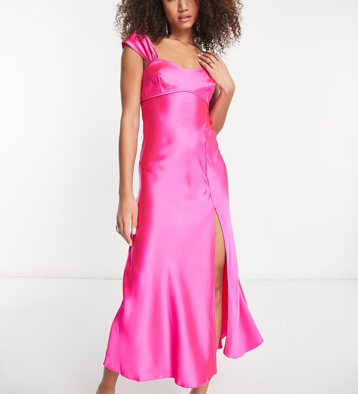 Rochie midi ASOS, roz