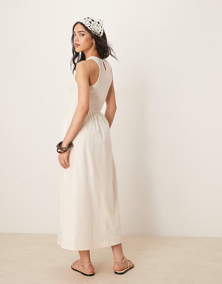 Rochie maxi ASOS, crem