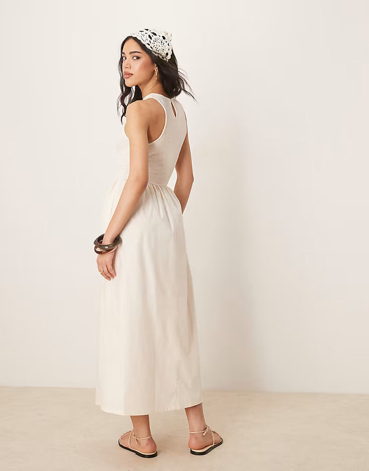 Rochie maxi ASOS, crem