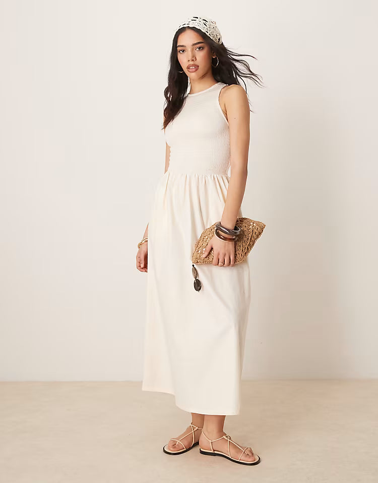 Rochie maxi ASOS, crem