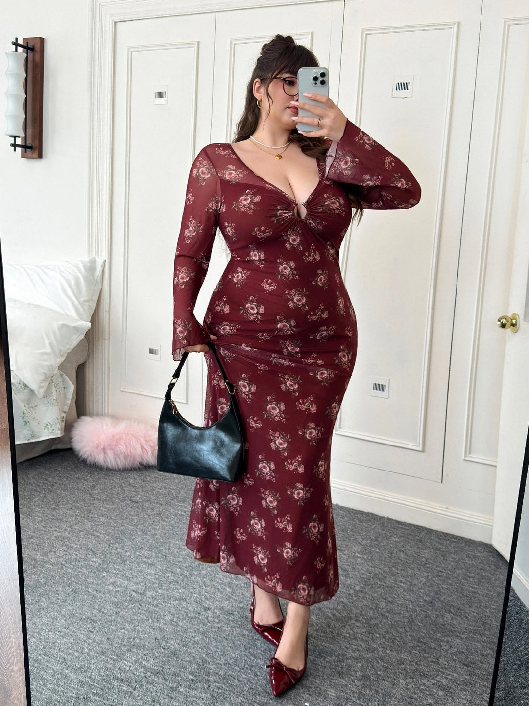 Rochie maxi SHEIN, vișiniu
