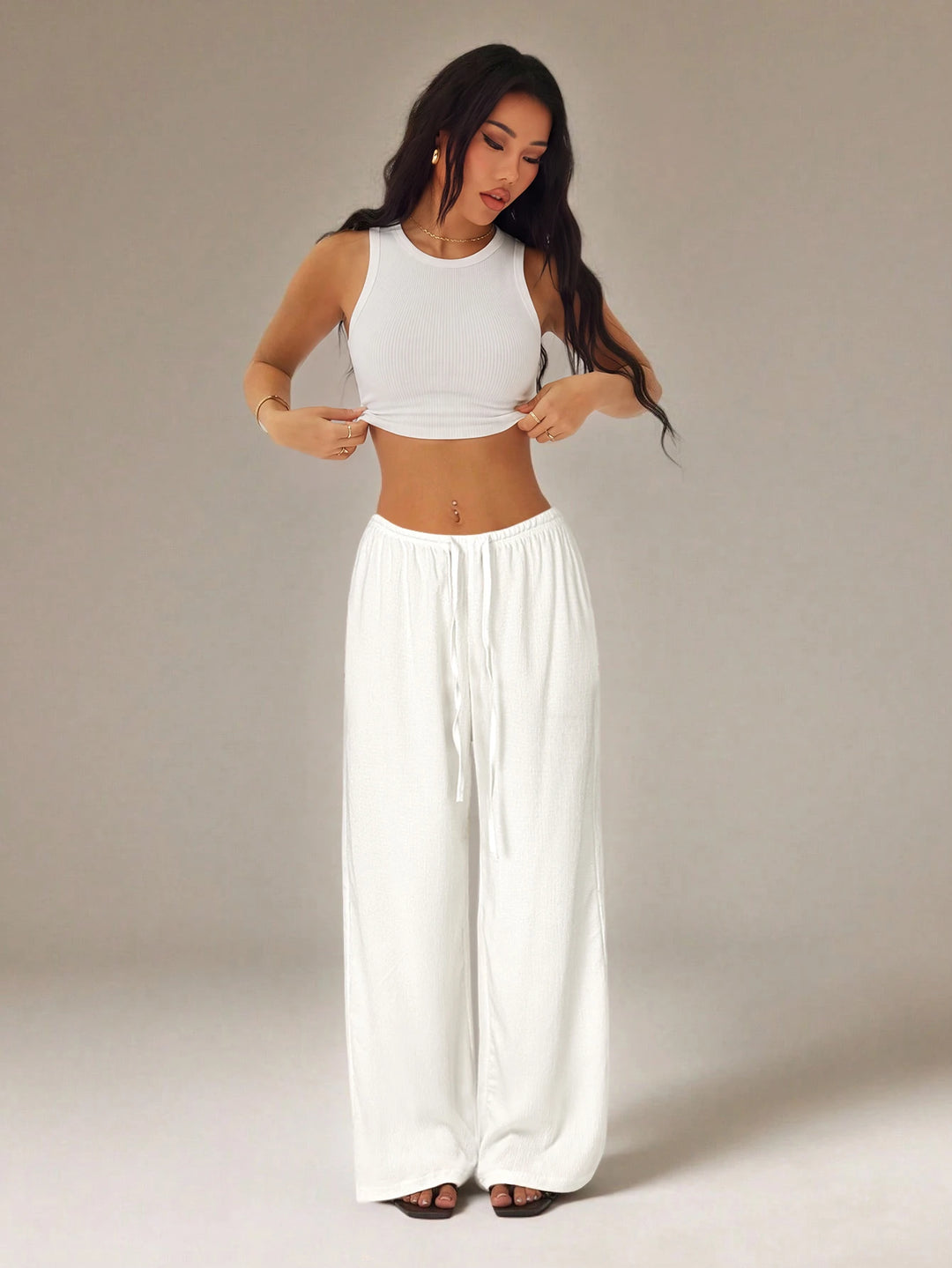 Pantaloni SHEIN, alb
