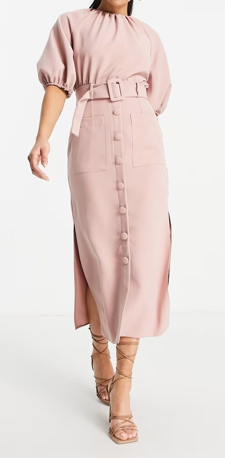 Rochie midi ASOS, roz