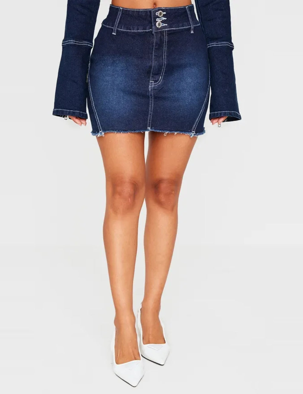 PRETTYLITTLETHING farmer miniszoknya, kék