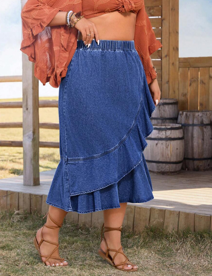 Shein Curve+ farmer szoknya, kék