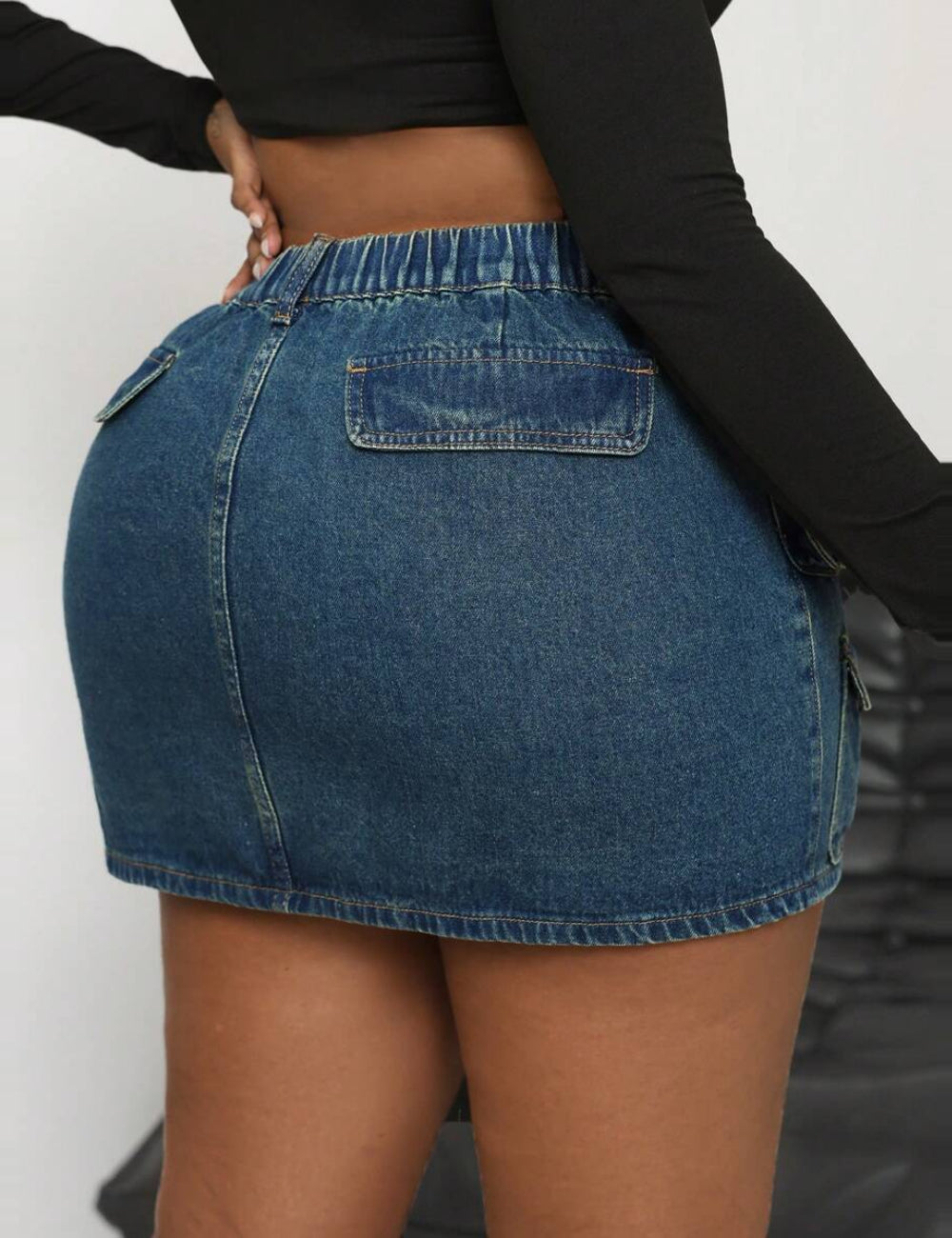 Shein Curve+ farmer szoknya, kék