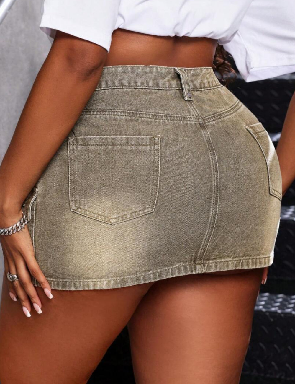 Fustă de blugi Shein Curve+, verde