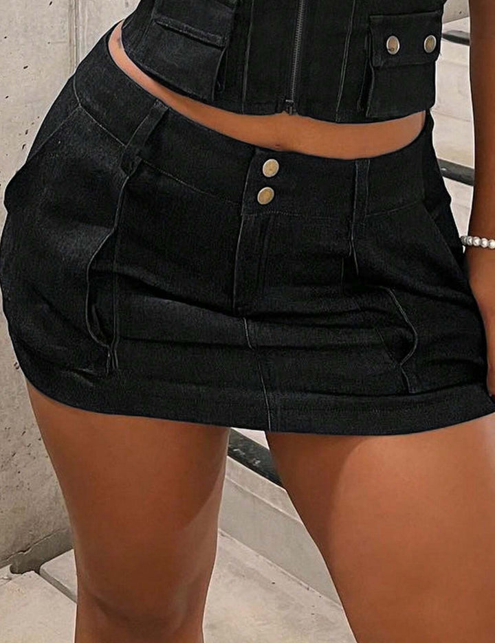 Fusta de blugi Shein, negru