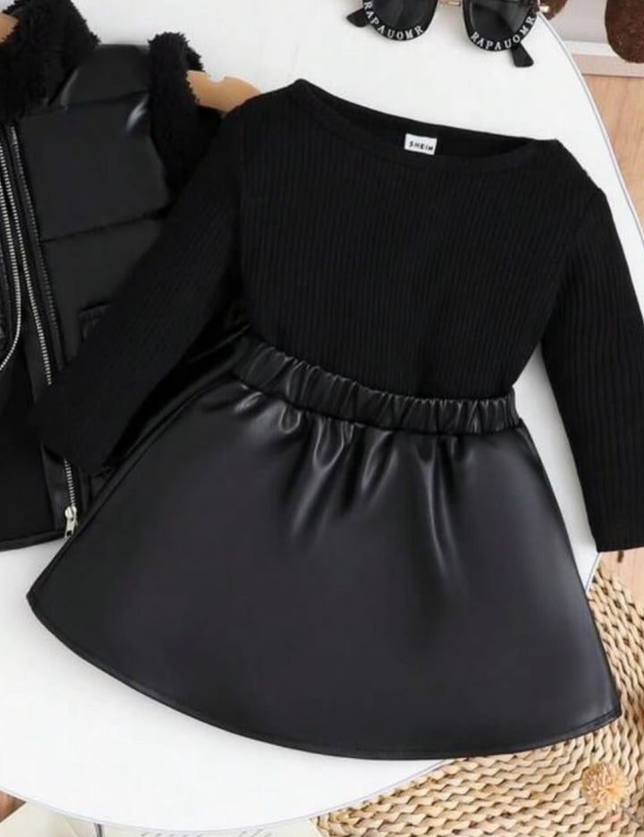 Fustă Imitație Piele Shein, negru