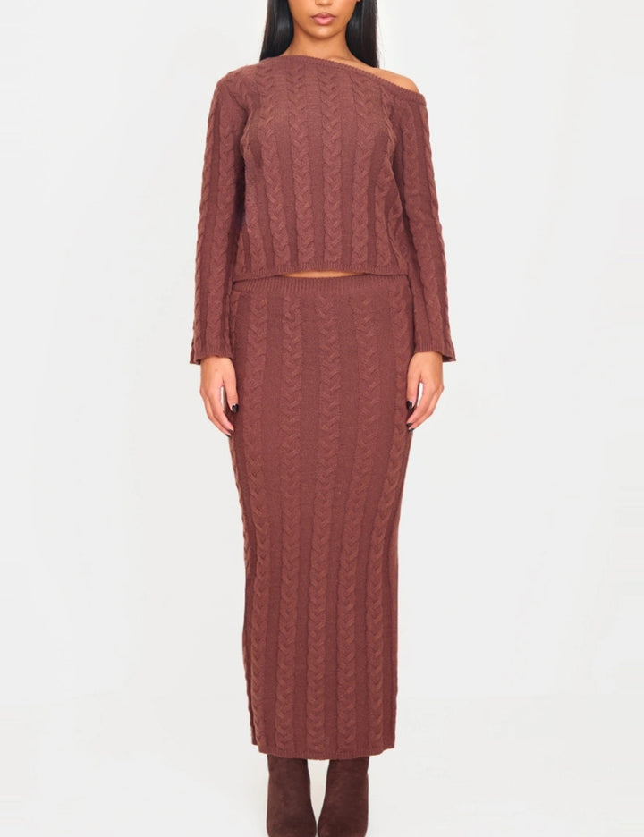 Fustă maxi PRETTYLITTLETHING, maro