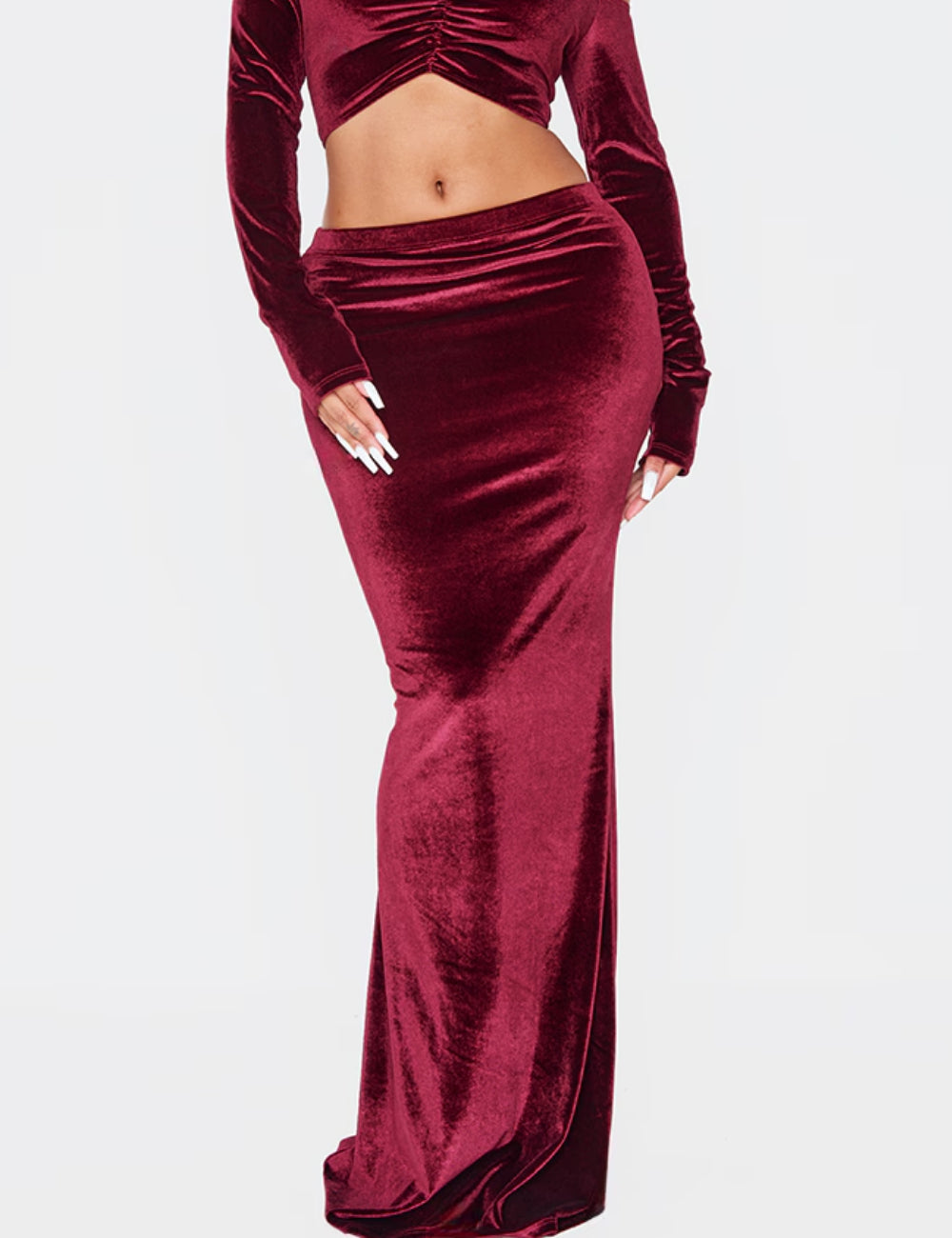 PRETTYLITTLETHING maxiszoknya, bordó