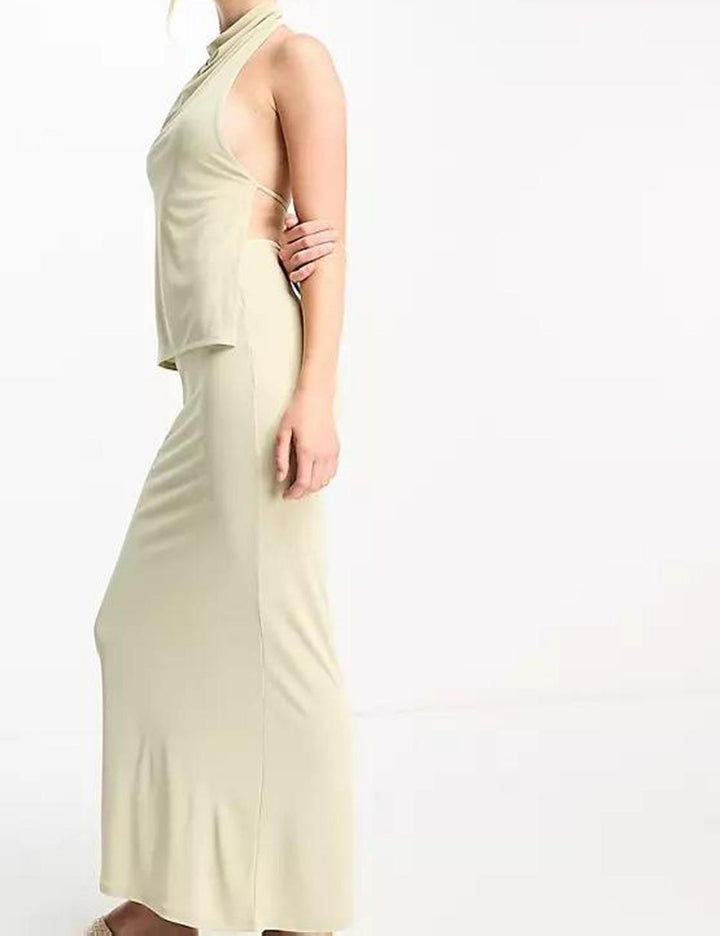 Fusta maxi Pull&Bear, verde fistic