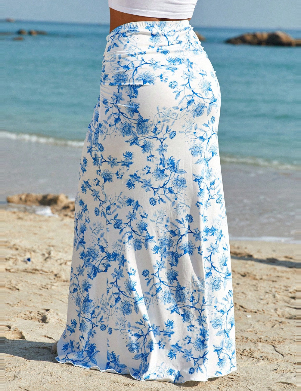 Shein Curve+ maxi szoknya, fehér