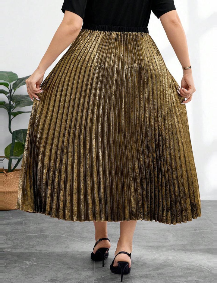 Fustă maxi Shein Curve+, auriu