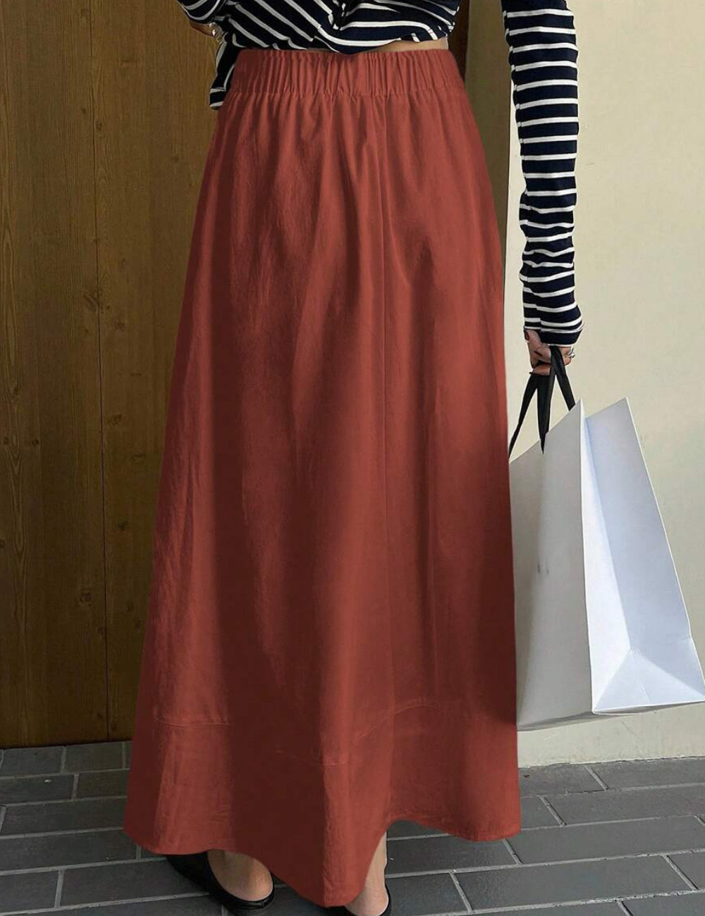 Shein maxi szoknya, téglavörös