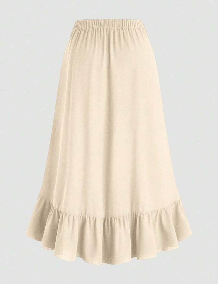 Shein Curve+ maxiszoknya, krémszín
