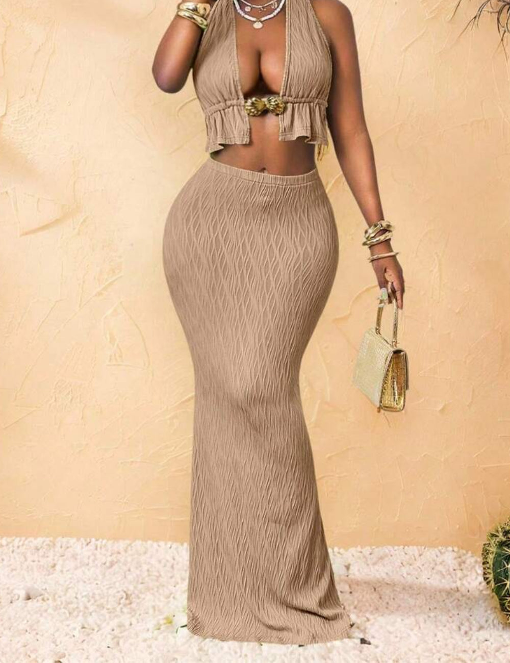 Fustă maxi Shein, crem