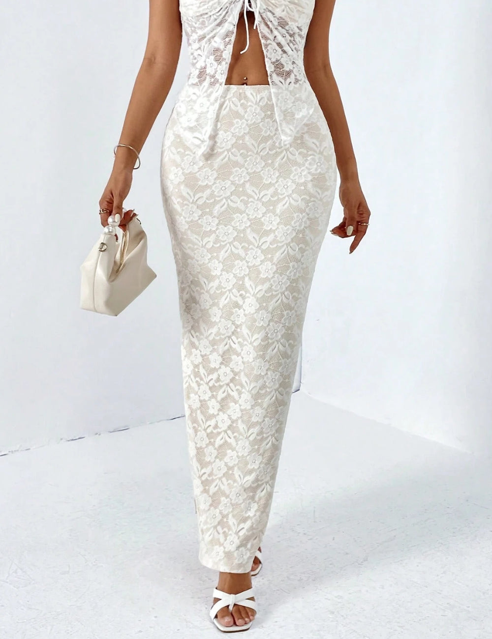 Shein maxi szoknya, krém