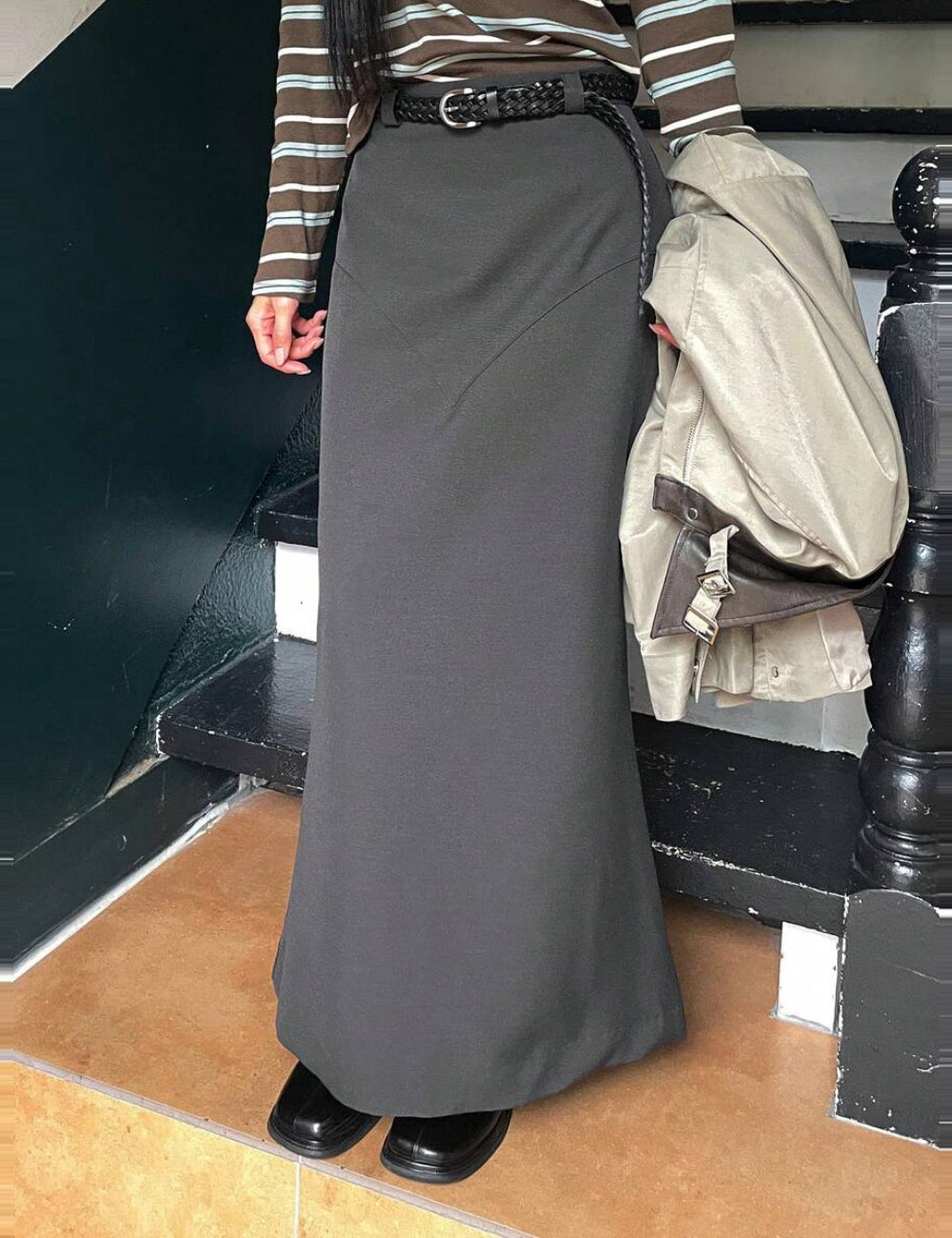 Shein DAZY hosszú szoknya, szürke