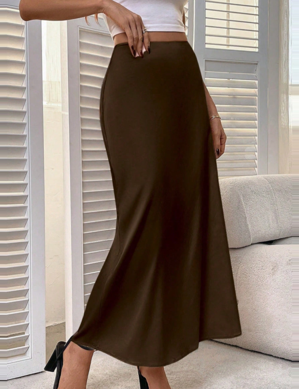 Fustă maxi Shein, maro