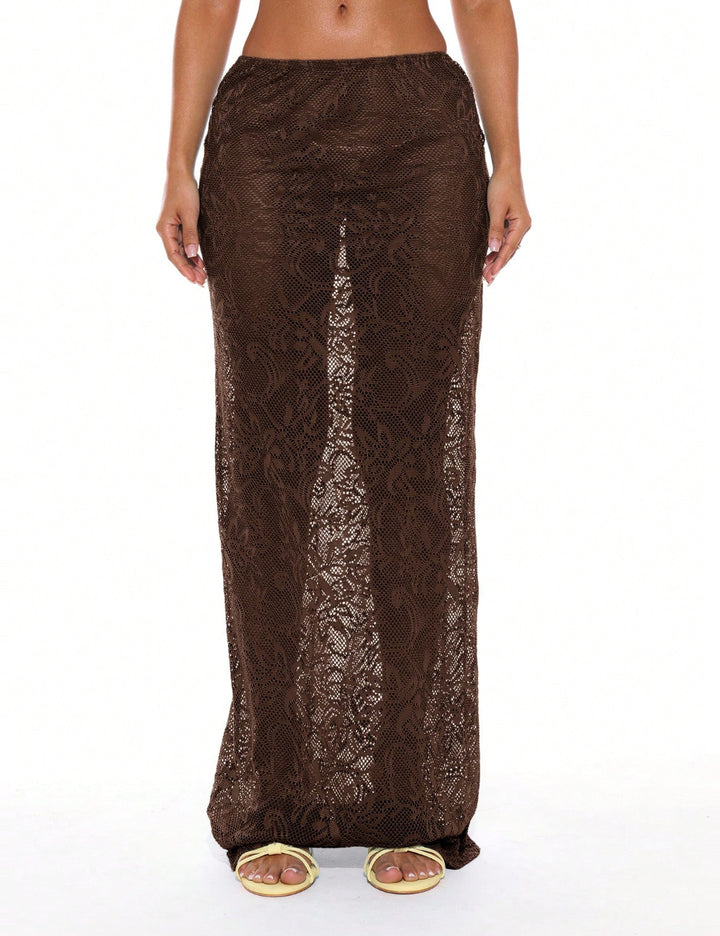 Fustă maxi Shein MUSERA, maro