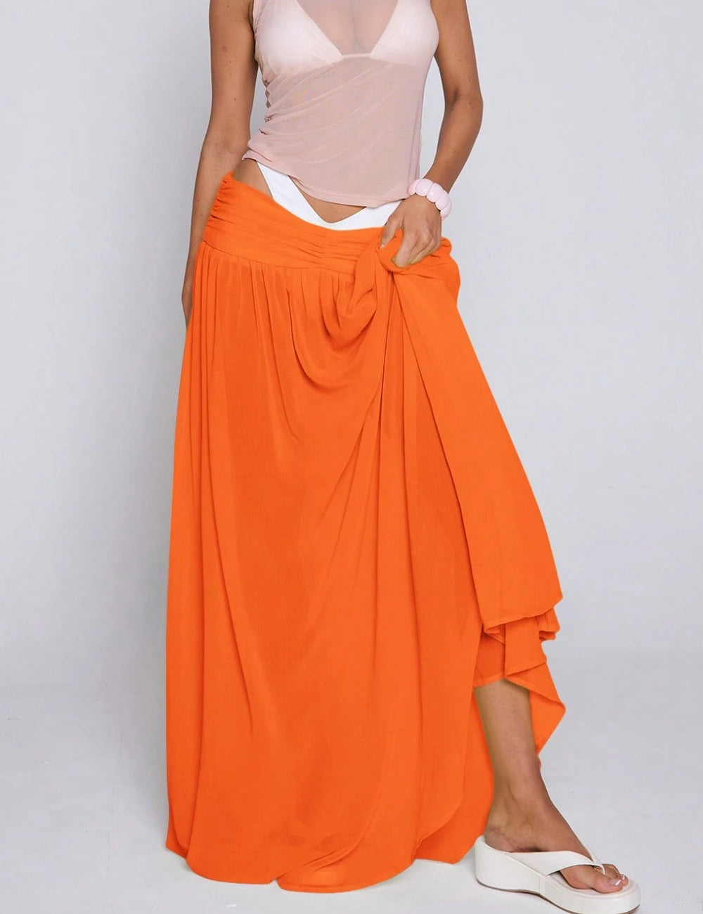 Shein MUSERA maxi szoknya, narancssárga
