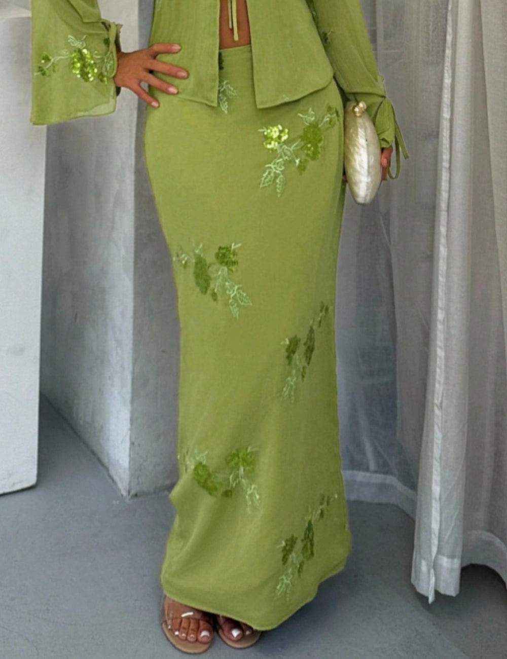 Fustă maxi Shein, verde