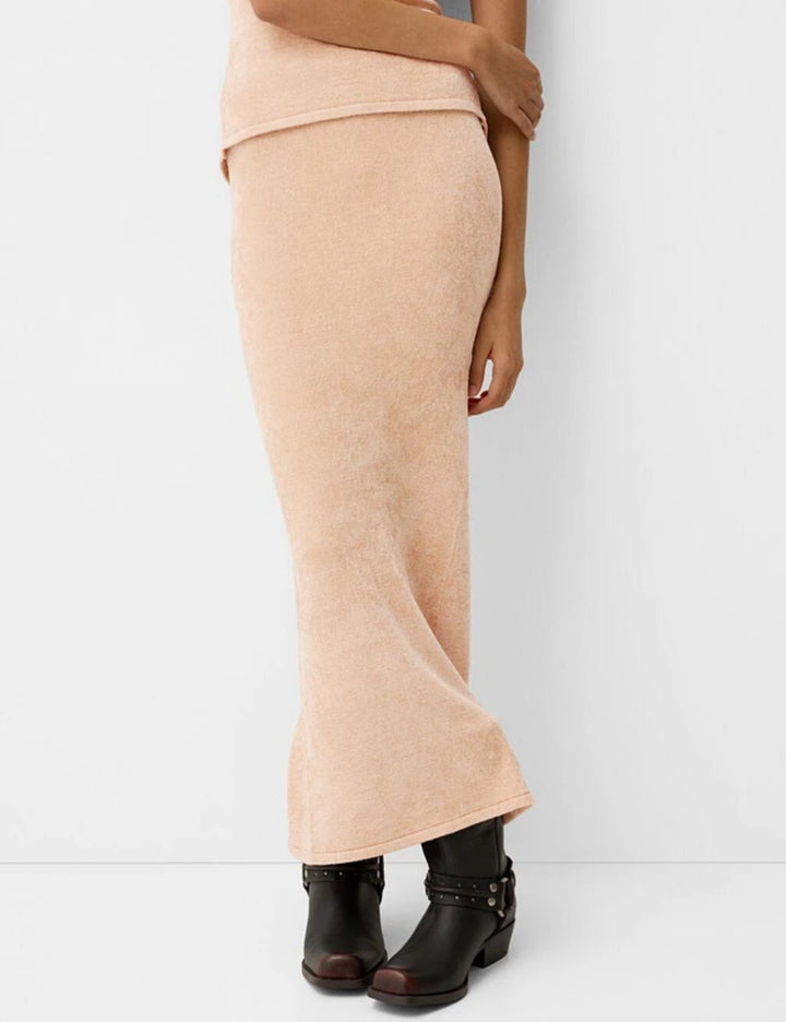 Fustă midi Bershka, maro