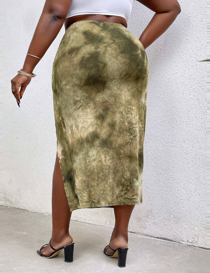 Fustă midi Shein Curve+, mix culori