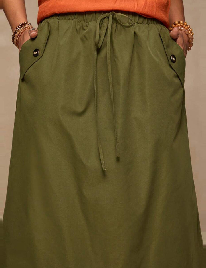 Shein midi szoknya, khaki