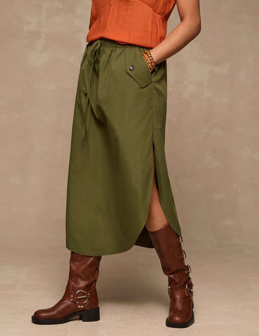 Shein midi szoknya, khaki