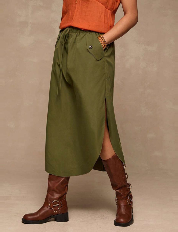Shein midi szoknya, khaki