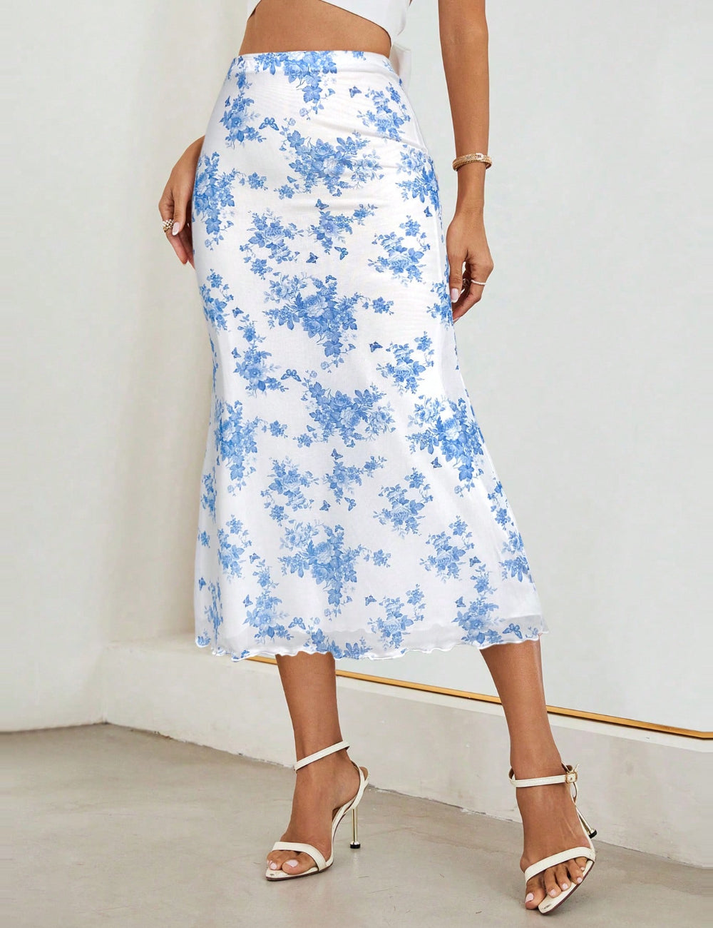 Fusta midi Shein, mix culori