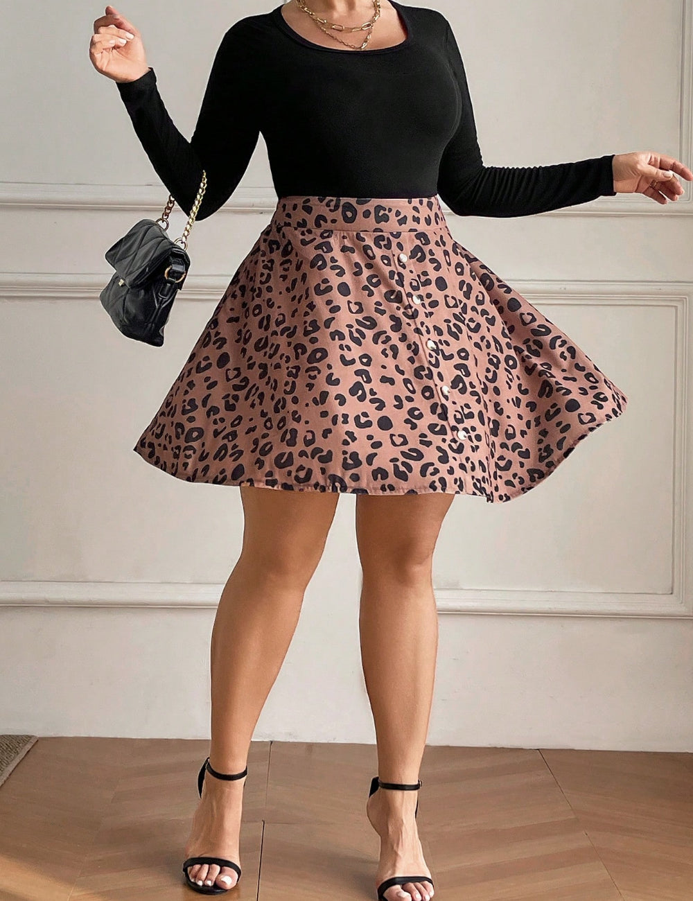 Fustă midi Shein Curve+, mix culori