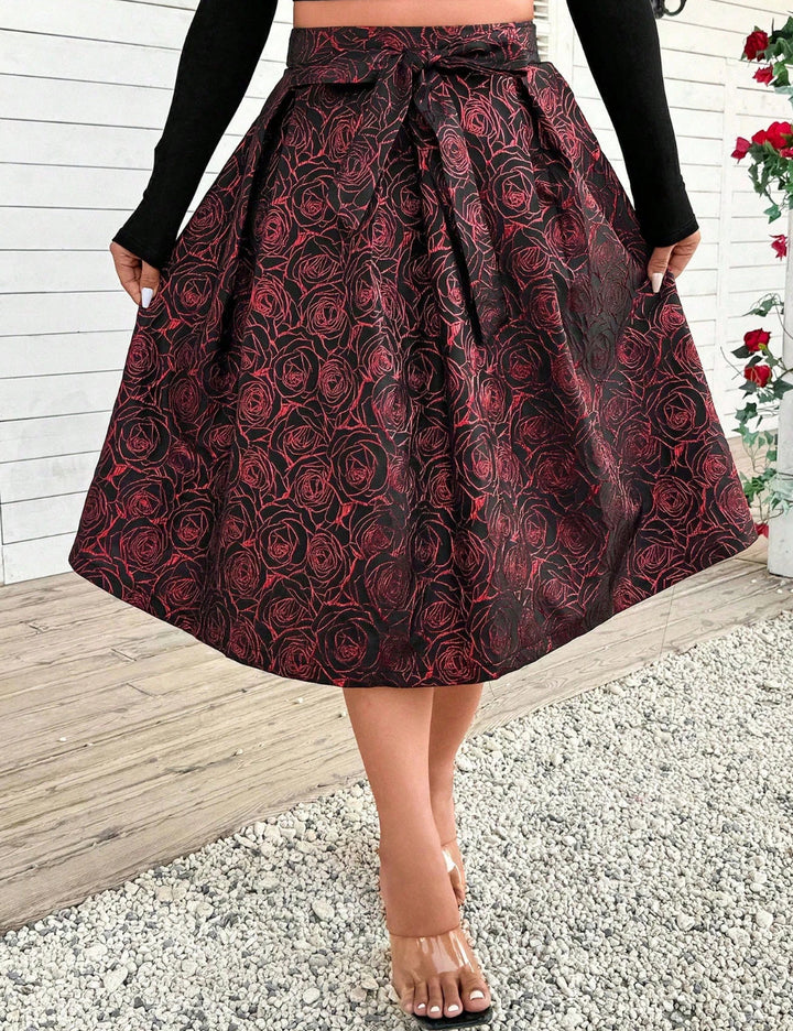 Fustă midi Shein Curve+, mix culori