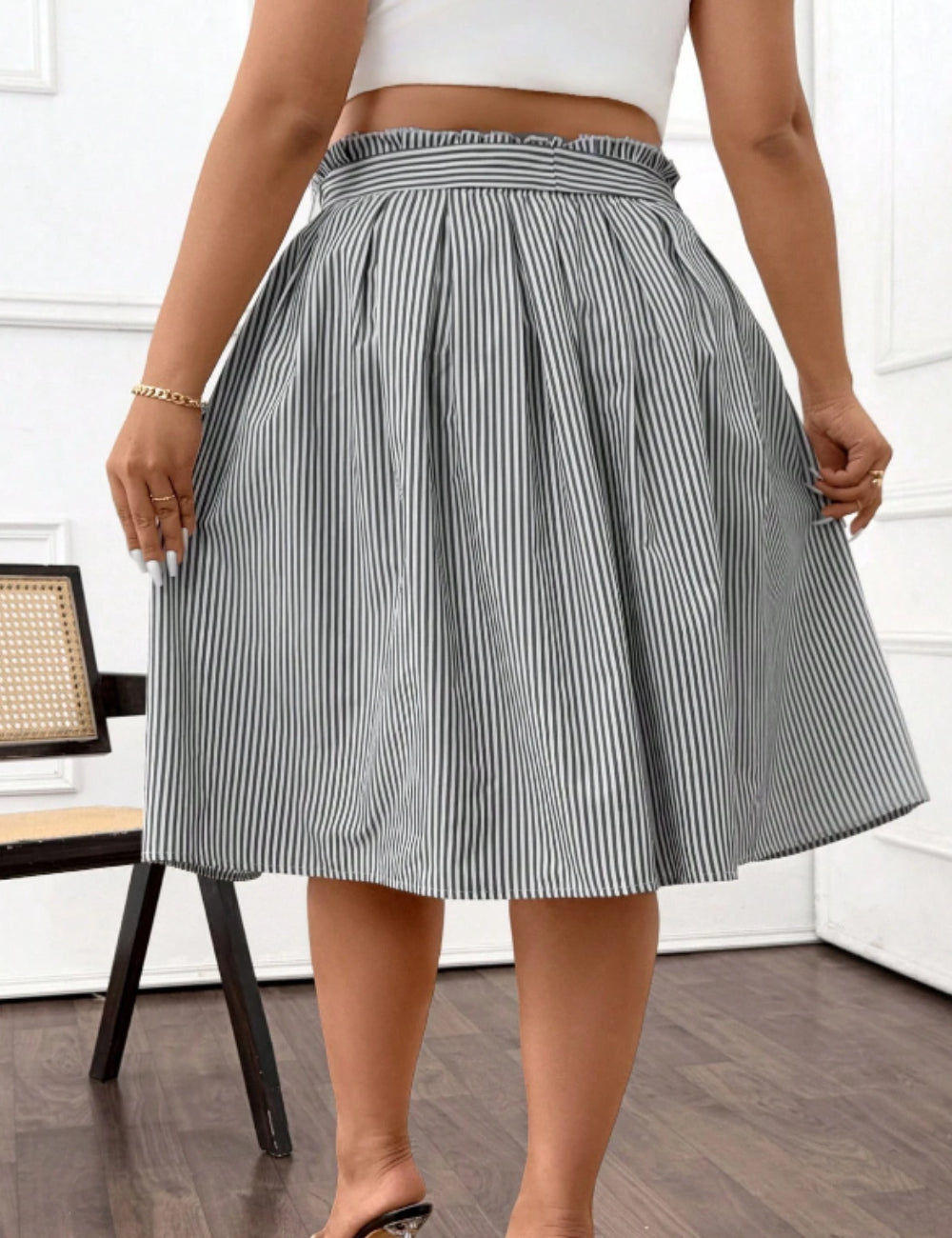 Fustă midi Shein Curve+, mix culori