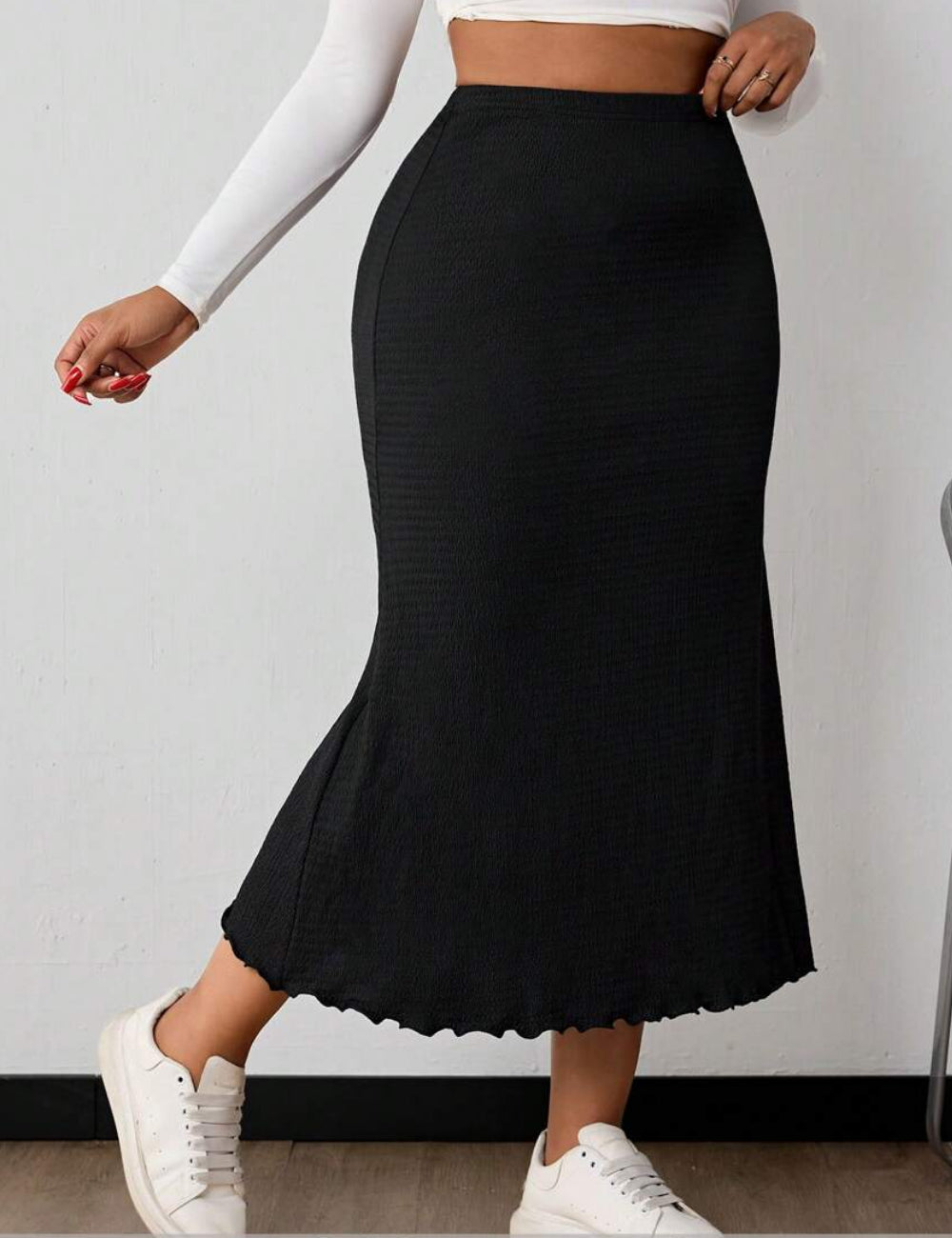 Shein Curve+ midi skirt, black