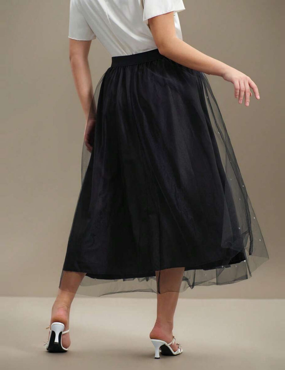 Fustă midi Shein Curve+, negru