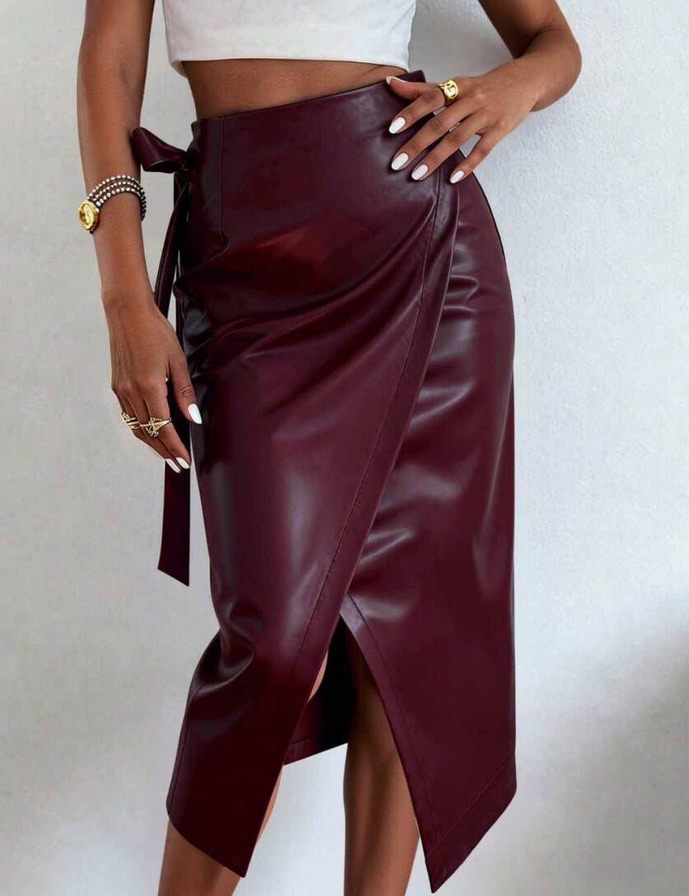 Shein burgundi midi szoknya