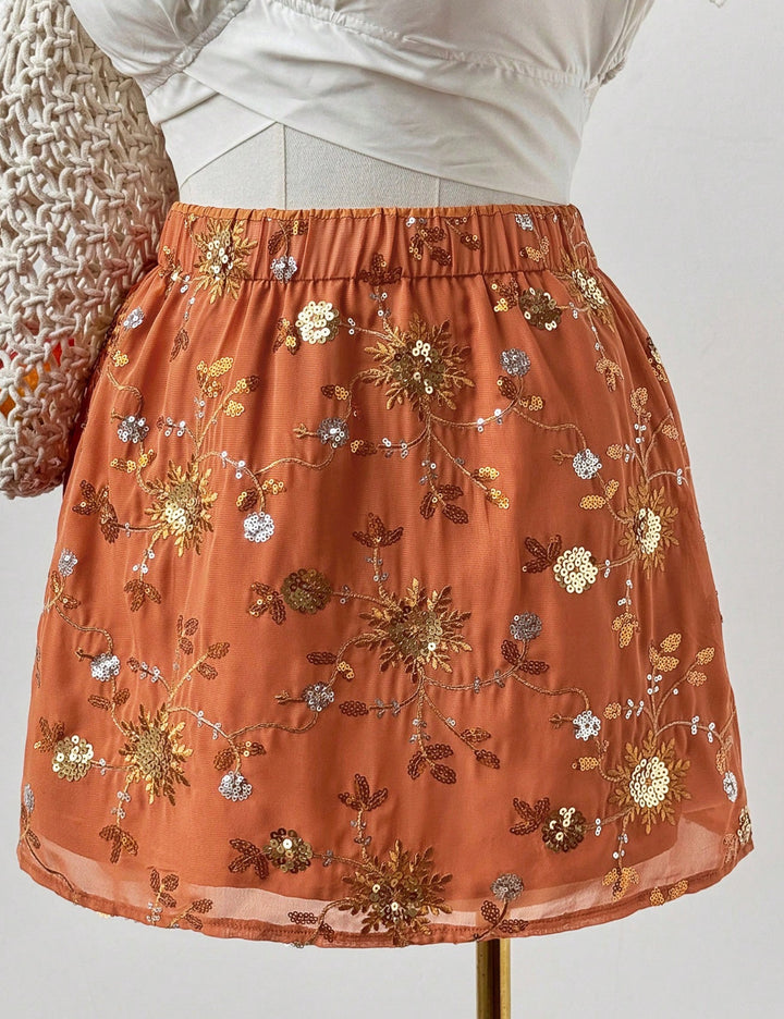 Shein Curve+ miniszoknya, téglavörös