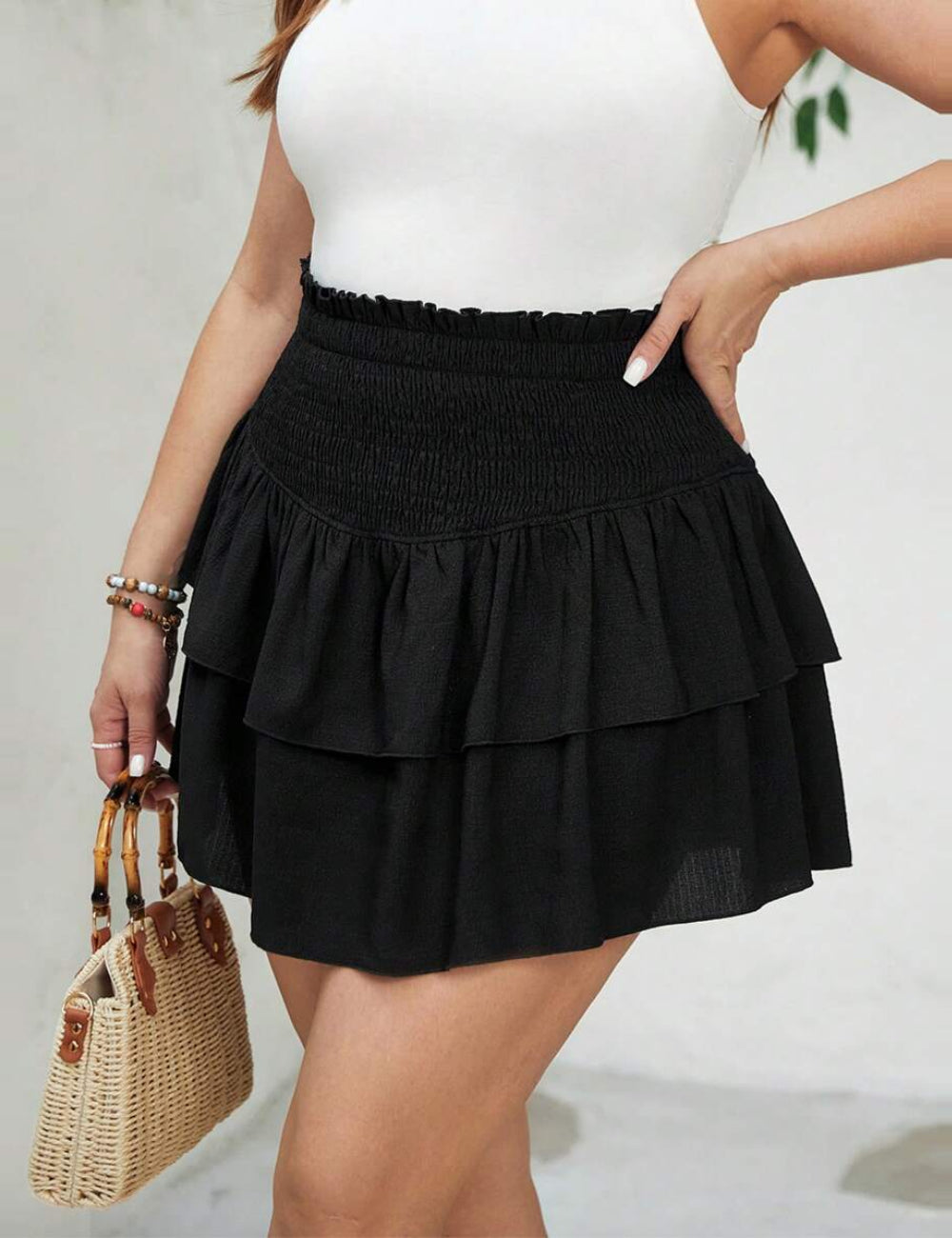 Shein Curve+ mini szoknya, fekete