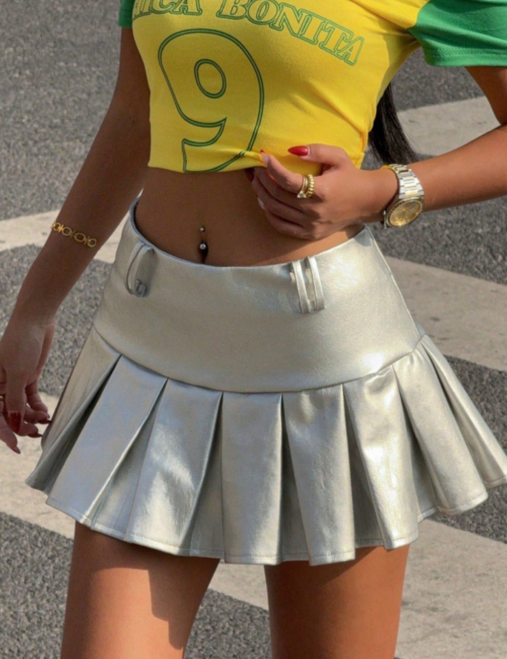 Fustă Pantalon Shein, argintiu