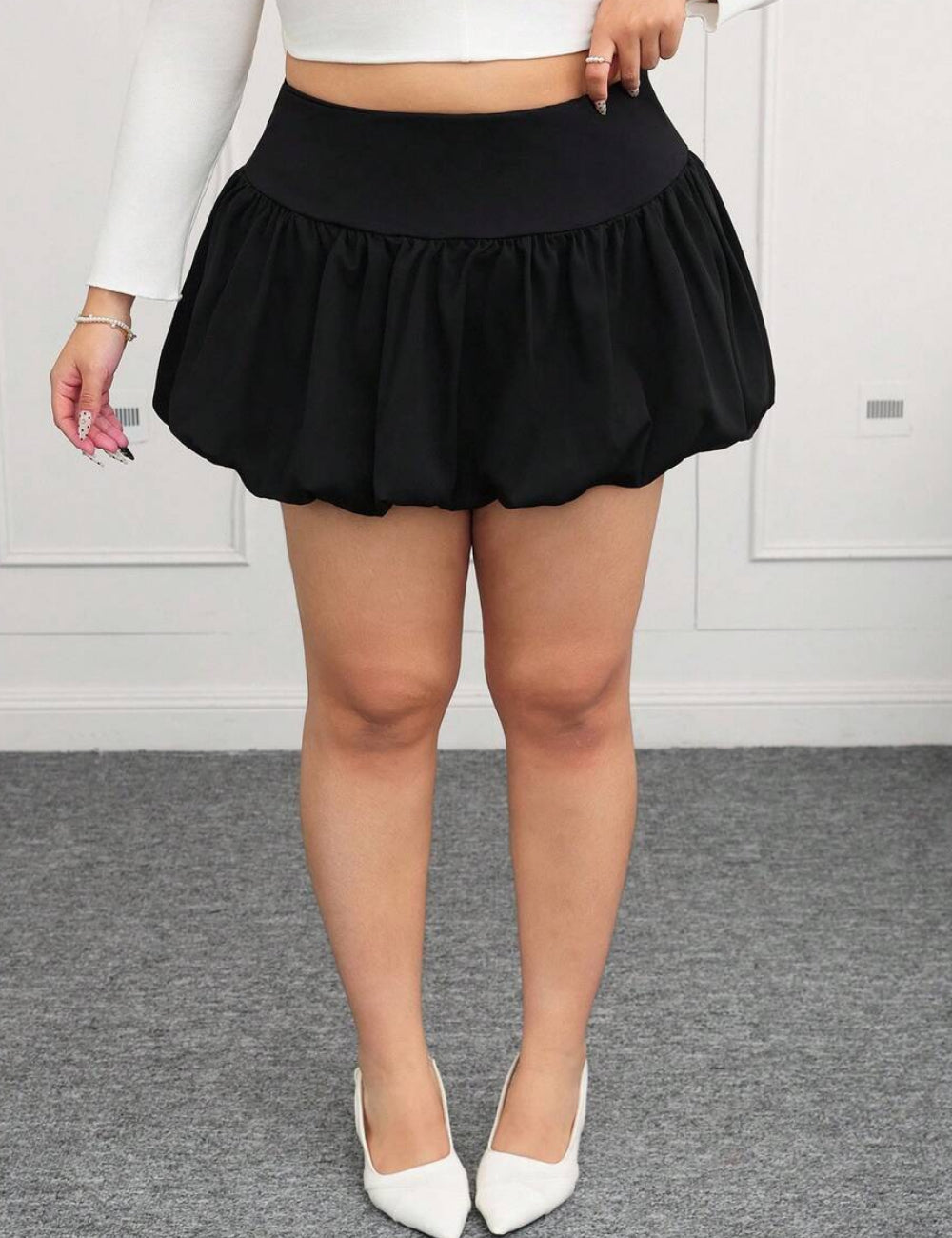 Shein Curve+ nadrágszoknya, fekete