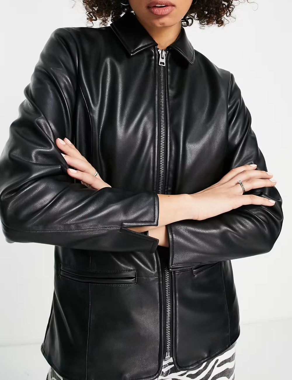 Geacă Imitație Piele Topshop, negru