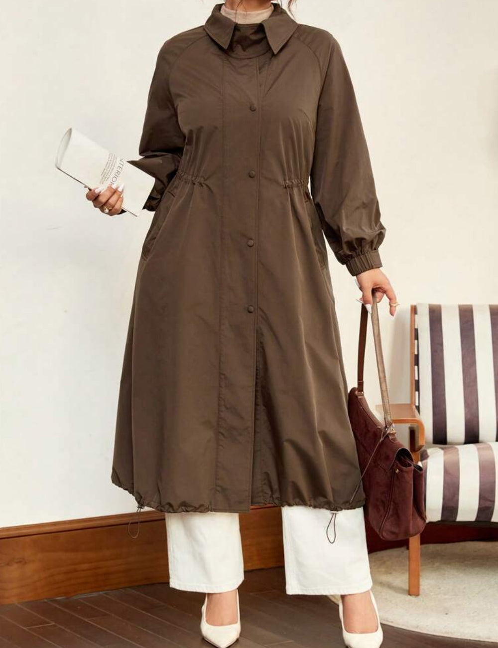 Shein Curve+ kabát, barna