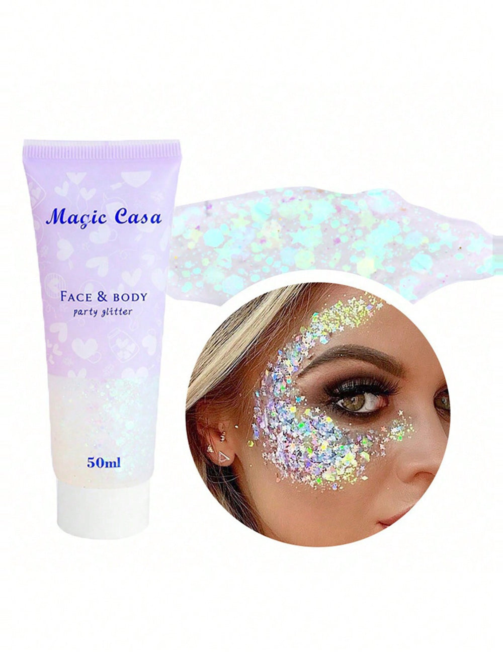 Shein Glitter Face, Hair and Body Gel, White