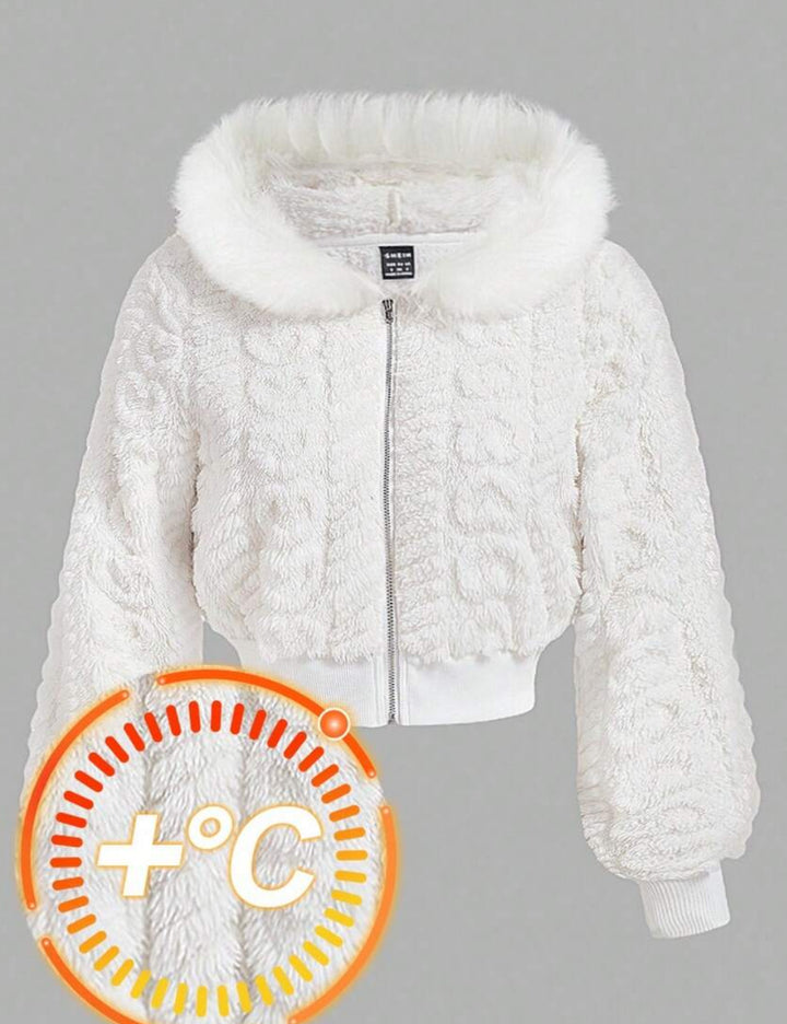 Hanorac Cu Fermoar Shein, crem