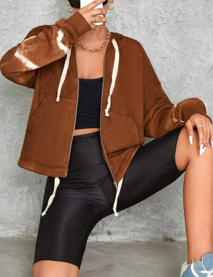 Hanorac Cu Fermoar Shein, maro