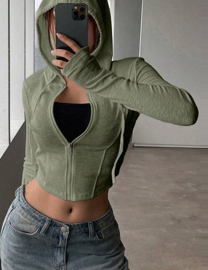 Hanorac Cu Fermoar Shein DAZY, verde
